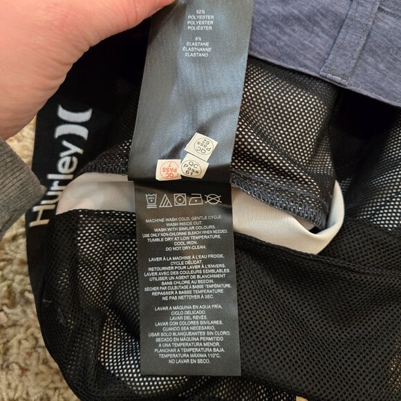 Hurley Swim Trunks Mens 28 Dark Slate Blue with Zippered Pocket - Picture 6 of 10